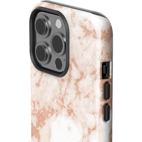 White Rose Gold Marble iPhone 15 Pro Impact Case